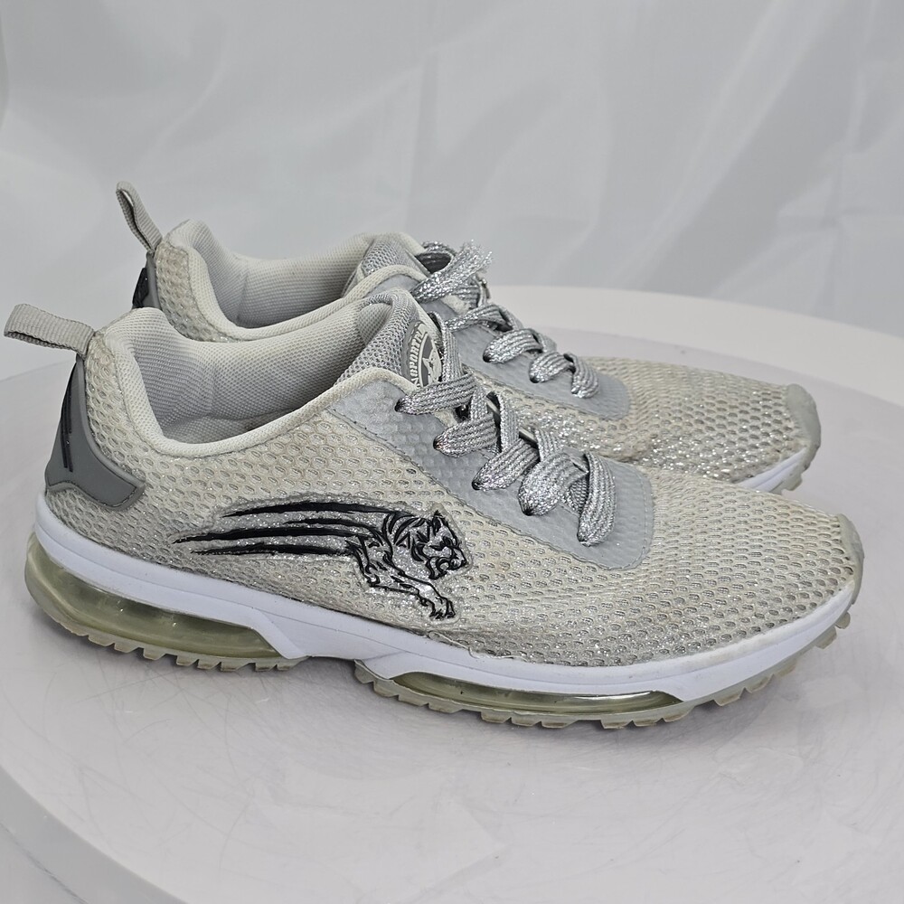 Phillip Plein Sport Silver Sparkly Polyester Gretel Sneakers Women 6.5 Shoes